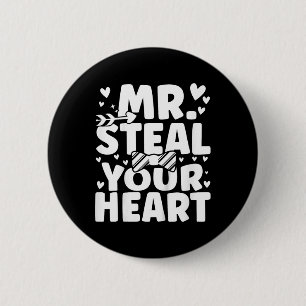 Kids Boys Valentine Shirt Mr Steal Your Heart For 6 Cm Round Badge