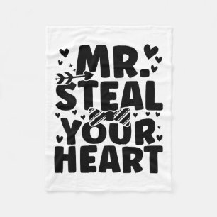 Kids Boys Valentine Shirt Mr Steal Your Heart For Fleece Blanket