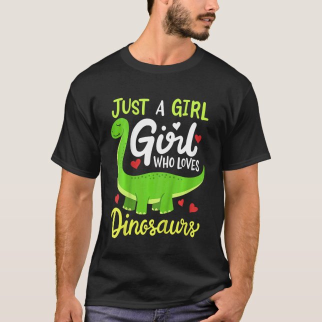 Kids Brachiosaurus Dinosaur Just a Girl Who Loves  T-Shirt (Front)