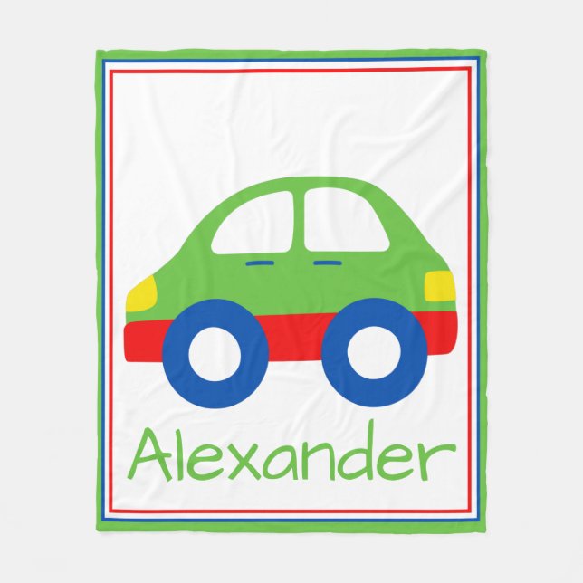 Kids Bright Toy Car Personalised Fleece Blanket (Front)
