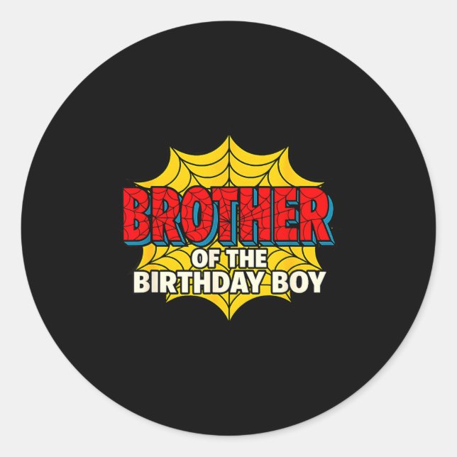 Kids Brother Of The Birthday Boy Sder Theme Party  Classic Round Sticker (Front)