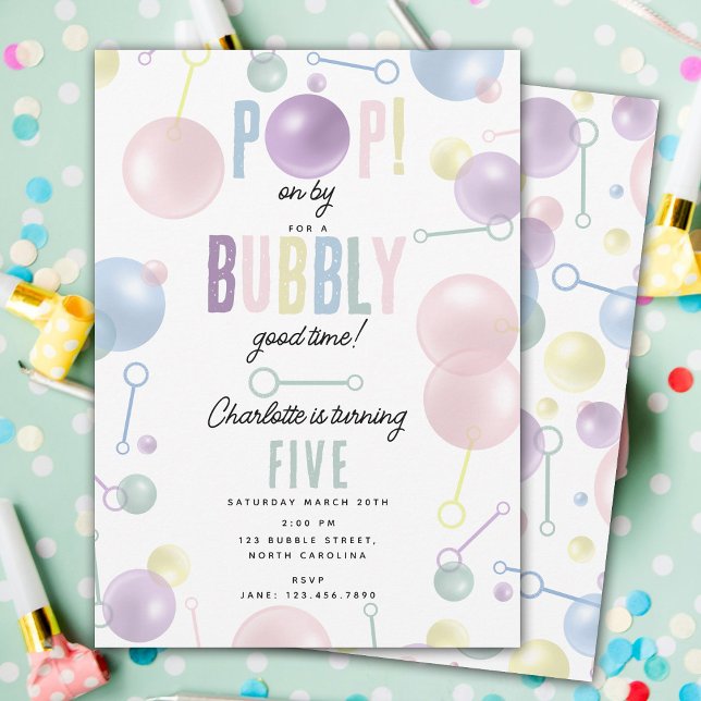 Kids Bubble Party POP on By Birthday  Invitation (Kids Bubble Party POP on By Birthday Invitation)