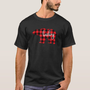 Kids Buffalo Red Plaid Kid Bear Children Christmas T-Shirt