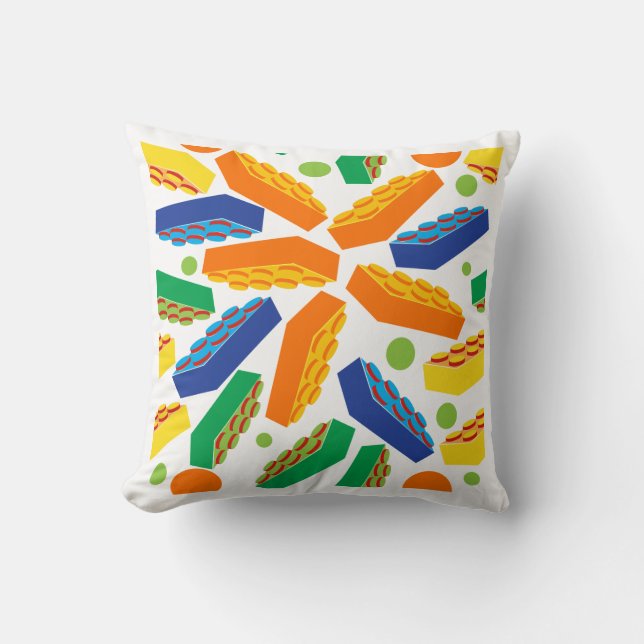 Kid's building blocks 'toss' on white Pillow (Front)