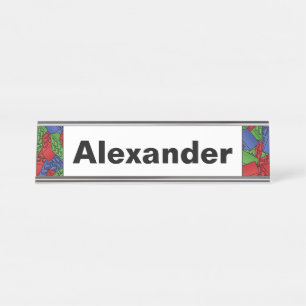 Kids Building Construction Blocks Collage Desk Name Plate