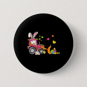 Kids Bulldozer Easter Bunny Eggs Cute Truck Boys T 6 Cm Round Badge
