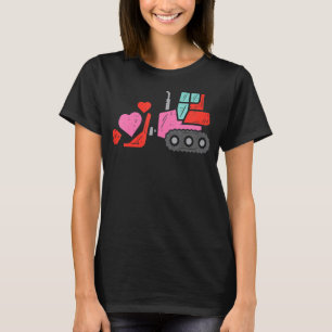 Kids Bulldozer Heart Kids Toddler Valentines Day B T-Shirt