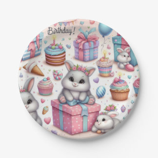 Kids Bunny Gift Birthday Party Plates