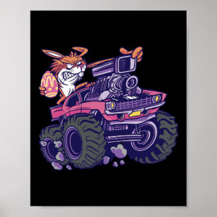 Kids Bunny Happy Easter Monster Truck Lovers Kids Poster