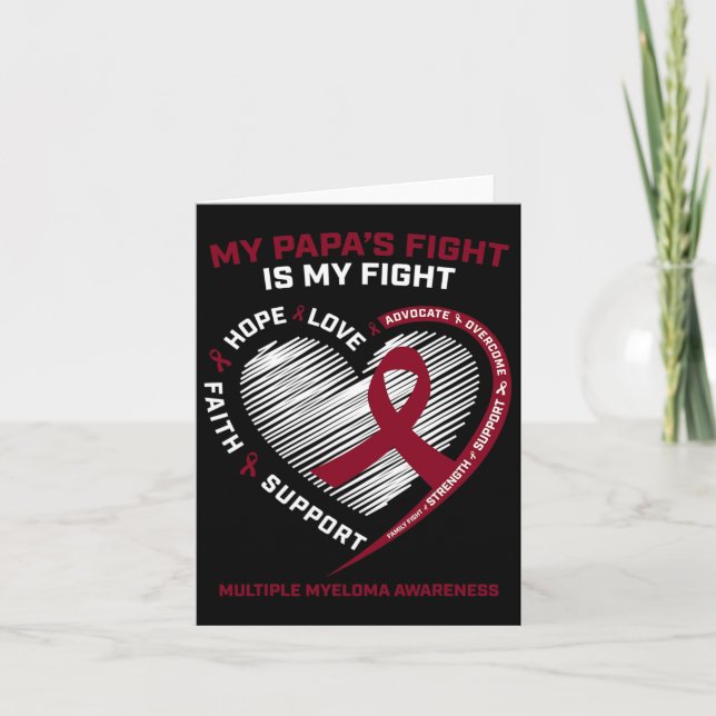 Kids Burgundy Blood Cancer Papa Multiple Myeloma A Card (Front)