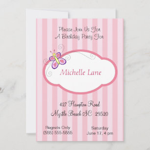 Kids Butterflies Birthday Invitation