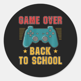 Kids Byck To School For Boys Gamer Fun Video Games Classic Round Sticker