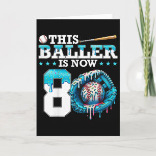 Kids Bysebyll Drip 8th Birthday Party Sport Fan Bo Card