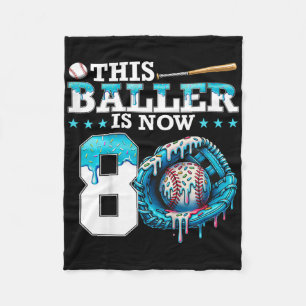 Kids Bysebyll Drip 8th Birthday Party Sport Fan Bo Fleece Blanket
