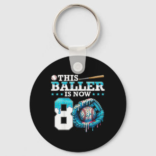 Kids Bysebyll Drip 8th Birthday Party Sport Fan Bo Key Ring