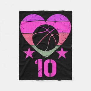 Kids Bysketbyll Birthday 10 Year Old Boy Girl Tent Fleece Blanket