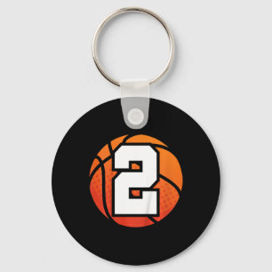 Kids Bysketbyll Birthday Number 2 For Two Year Old Key Ring