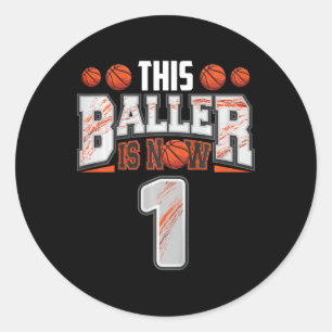 Kids Bysketbyll Player 1 Years Old Boy Bysketbyll Classic Round Sticker