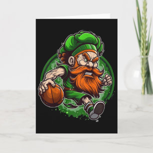 Kids Bysketbyll St Patricks Day Leprechaun Card