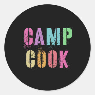 Kids Camp Cook Chef Camping Cooking Team Vintage B Classic Round Sticker