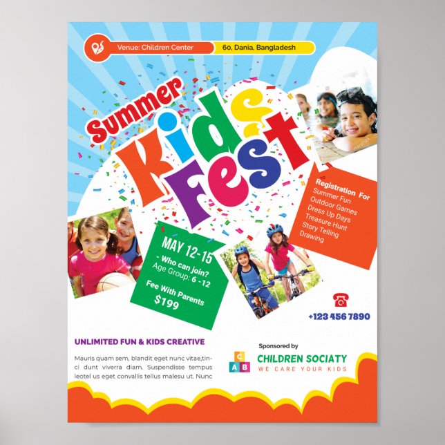 Kids Camp Flyer Template Poster (Front)