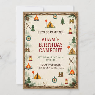 Kids Camping Birthday Invitation