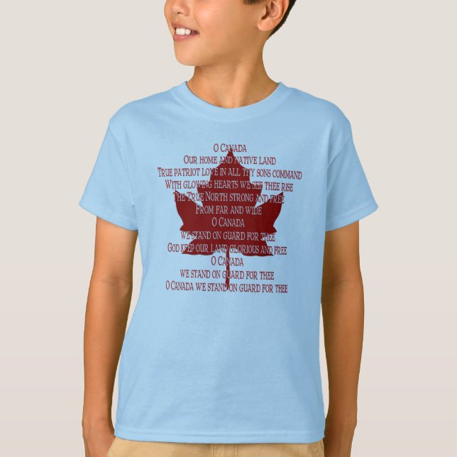Kid's Canada Anthem Jersey Souvenir Canada Shirt (Front)