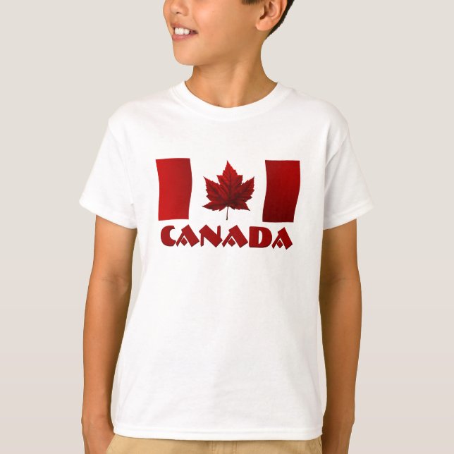 Kid's Canada Flag Ringer Maple Leaf Kid's T-Shirt (Front)
