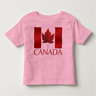 Kid's Canada Flag Ringer Personalise Toddler Shirt