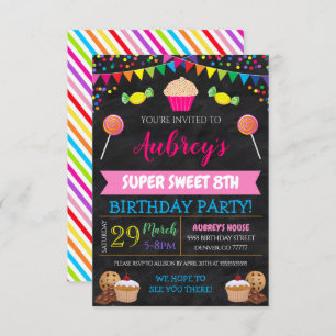 Kids Candy Themed Party Birthday Invitation