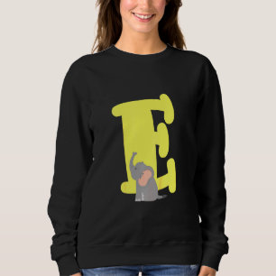 Kids Capital Letter E Alphabet Elephant Cute Kids  Sweatshirt