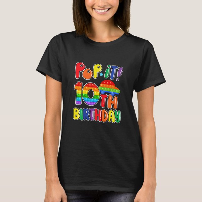 Kids Car Pop It Happy 10th Birthday Ten Cute Car T-Shirt (Front)