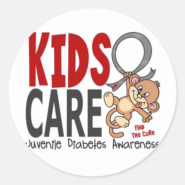 Kids Care 1 Juvenile Diabetes Classic Round Sticker (Front)