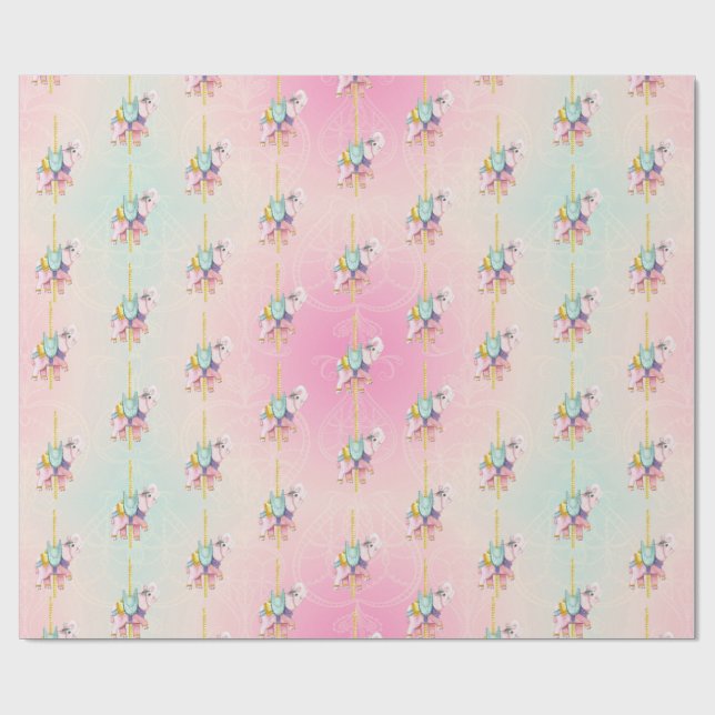 Kids Carousel Elephant Wrapping Paper (Flat)