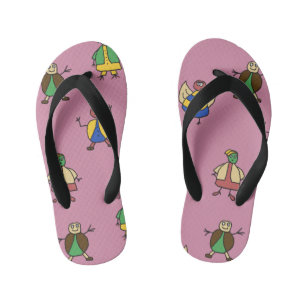 Kids Cartoon Fun Family Girl on any Colour Kid's Thongs