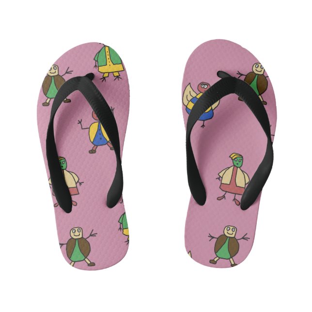 Kids Cartoon Fun Family Girl on any Colour Kid's Thongs (Footbed)