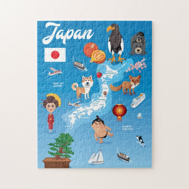 Kids Cartoon Map of Japan Jigsaw Puzzle (Vertical)