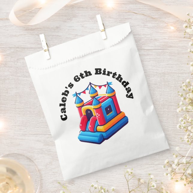 Kids Castle Party Bounce House Birthday Jump Party Favour Bag (Clipped)
