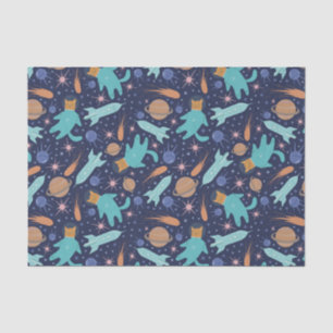 Kids Cat Astronaut in Space Rocket Ship Planets Tissue Paper
