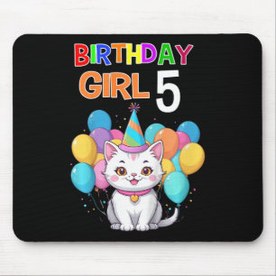 Kids Cat Birthday 5 Birthday Party Girls 5th Birth Mouse Pad