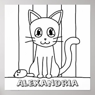 Kid's Cat Colouring Poster