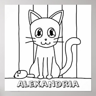 Kid's Cat Colouring Poster