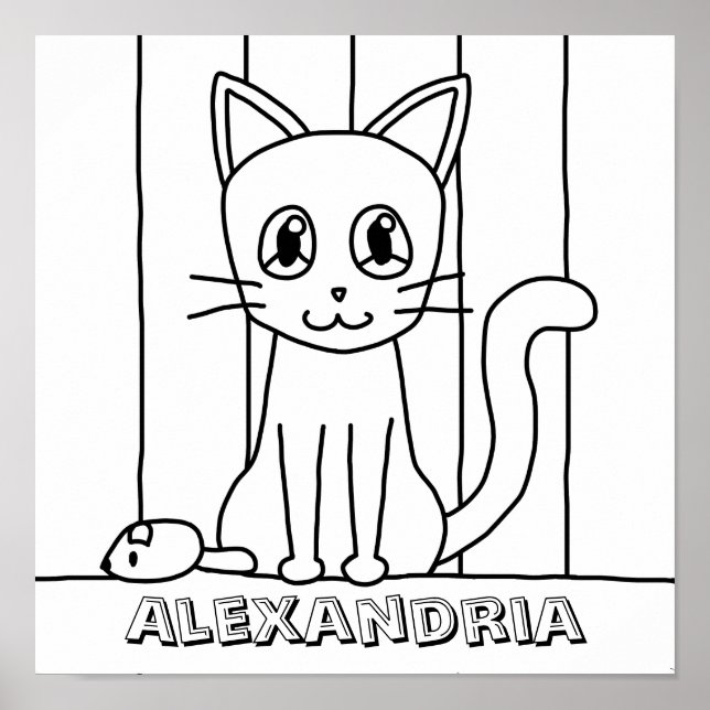 Kid's Cat Colouring Poster (Front)