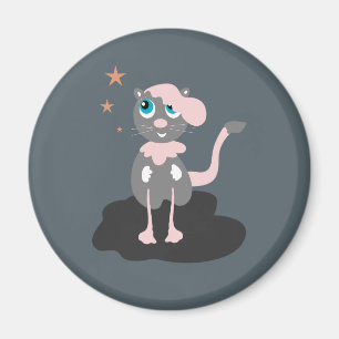 Kids Cat Illustration Cute Cartoon Kitty Magnet