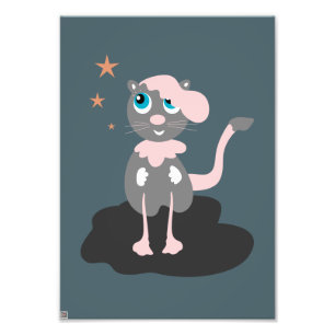 Kids Cat Illustration Cute Cartoon Kitty Photo Print