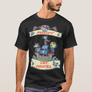 Kids Cat Pirates Lion Funny Treasure Ship Ocean Ad T-Shirt