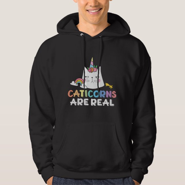 Kids Caticorns Are Real Cat Unicorn Kitten Kitty S Hoodie (Front)
