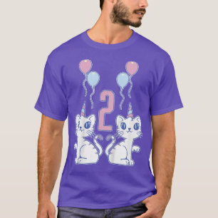 Kids Cats 2nd Birthday Cat Girl 2 Years Birthday T-Shirt