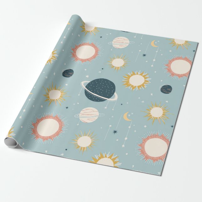 Kids Celestial Space Wrapping Paper (Unrolled)
