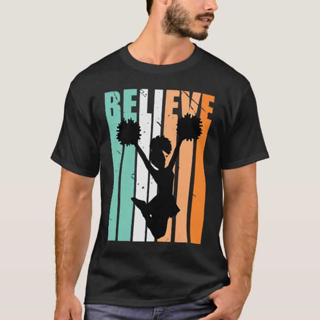 Kids Cheerleading Cheerleader Believe Silhouette C T-Shirt (Front)